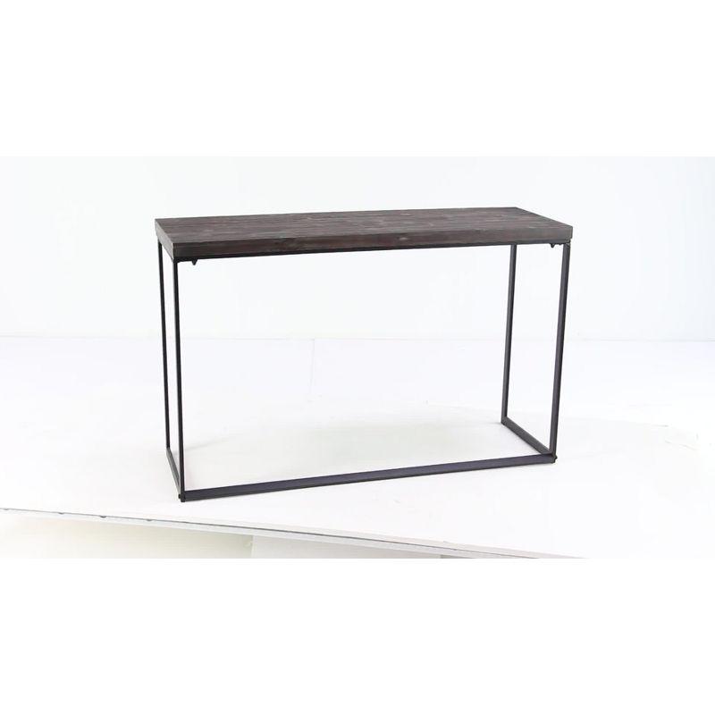 Union Rustic Corneau Wood Minimalistic Dark Brown Console Table with Black Metal Legs