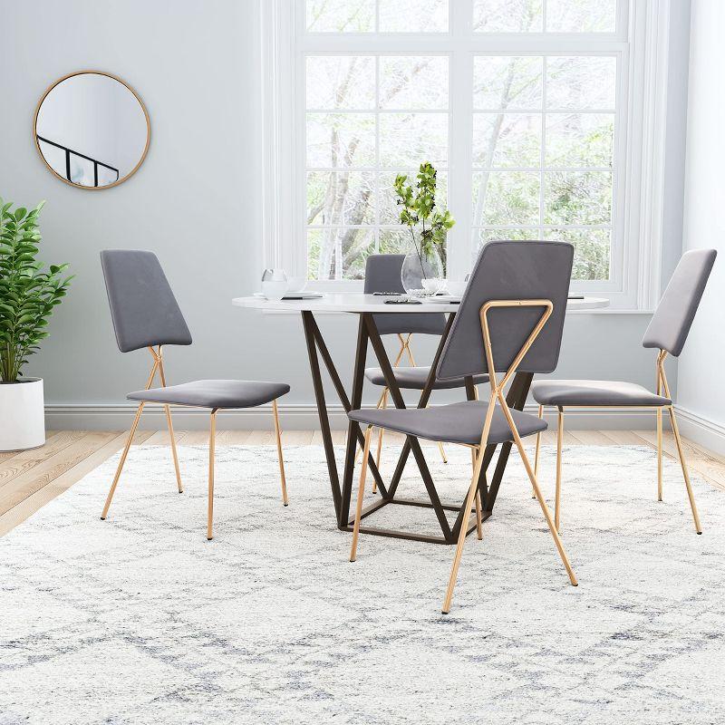 Zuo Chloe Dining Chair (Set of 2) Gray and Gold