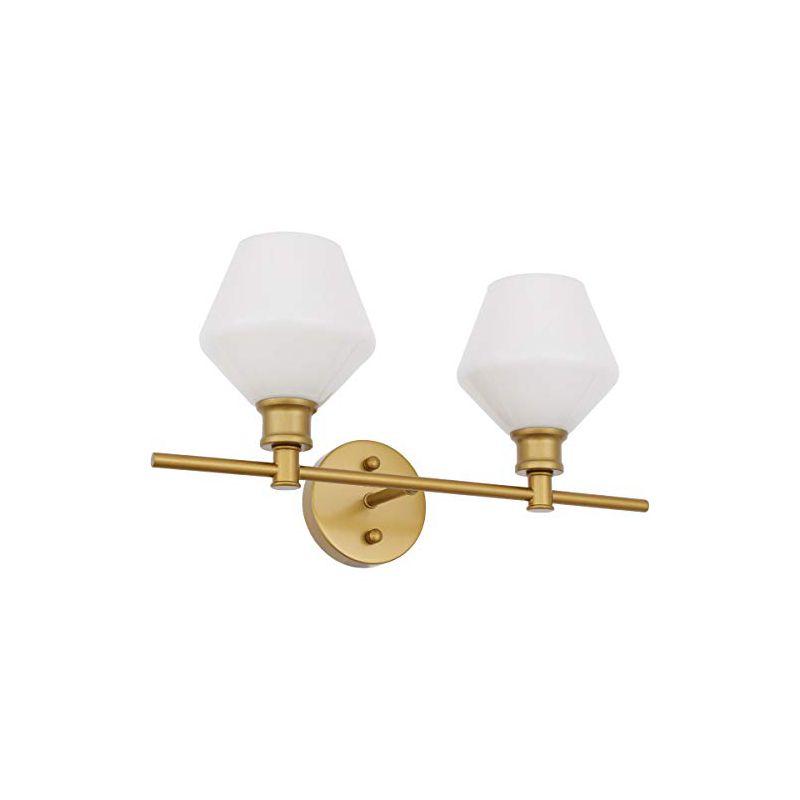 Elegant Lighting Gene 2 light Brass and Frosted white glass Wall sconce