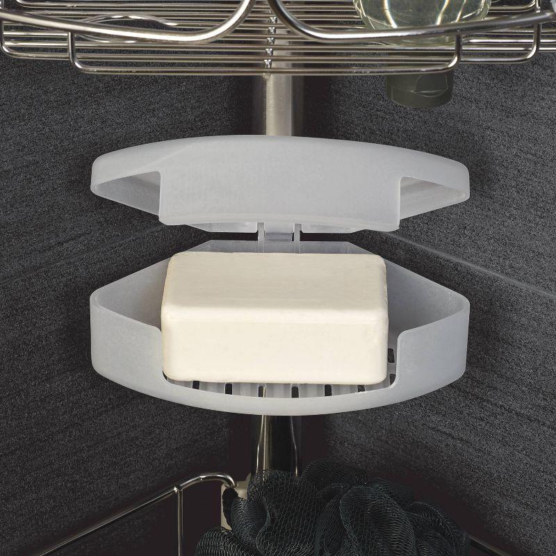 Zenna Home Tension Pole Shower Caddy Stainless Steel : Microfiber, Machine Washable, Non-Slip Backing