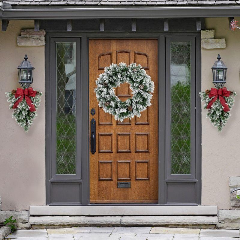 22" Snowy Flocked Pine Cone Christmas Outdoor Swag