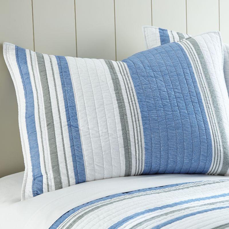 Nautical Blue and White Cotton Full Quilt Set