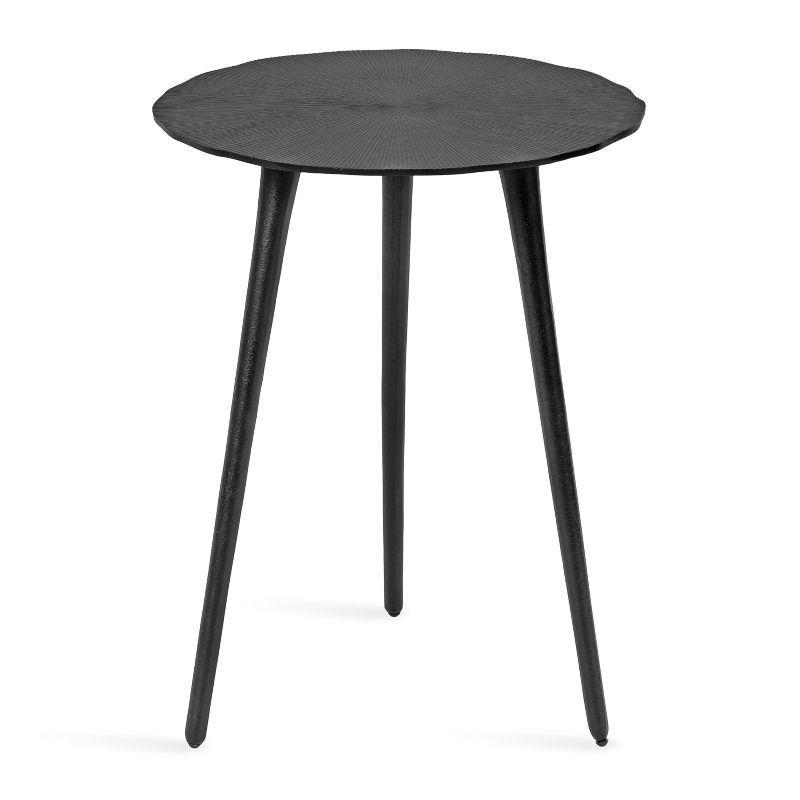 Black Aluminum Round Side Table with Tapered Legs