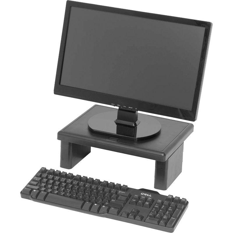 Black Adjustable ABS Plastic Monitor Riser with Cord Clip