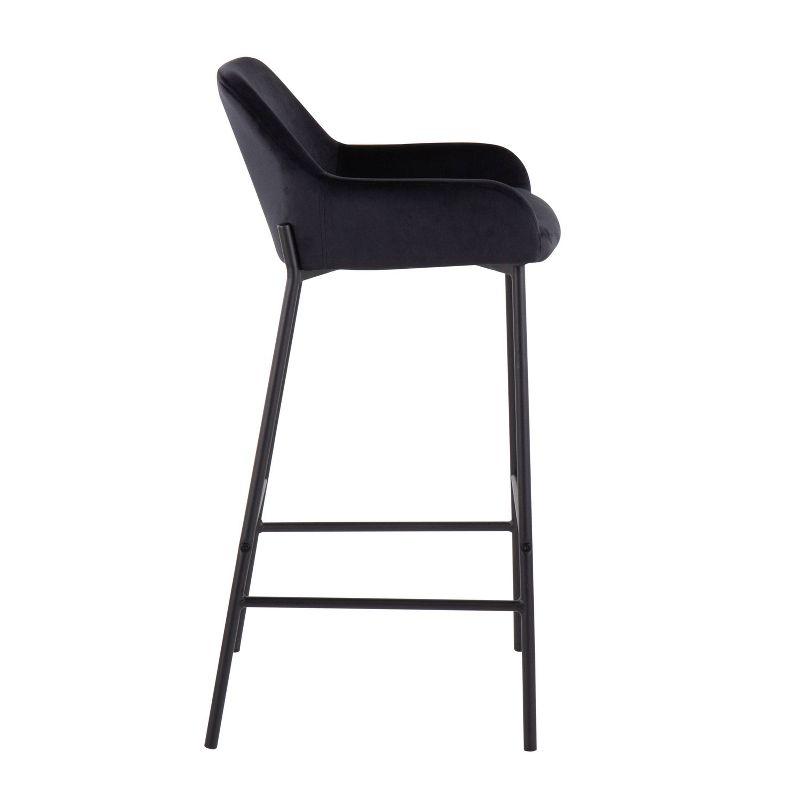 Set of 2 Daniella Metal/Velvet Barstools Black - LumiSource: Upholstered, 30" Fixed Height, Foam Padded