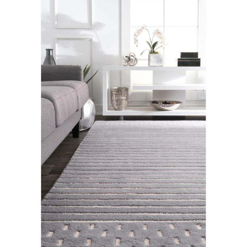 Hand-tufted Striped Gray Wool Kids' Area Rug 4' x 6'