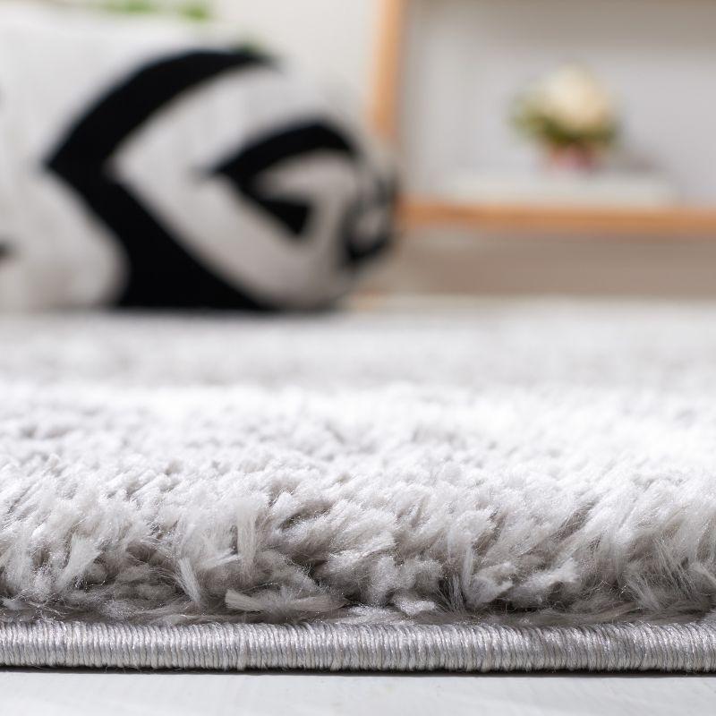 5' x 7' White and Grey Geometric Shag Area Rug