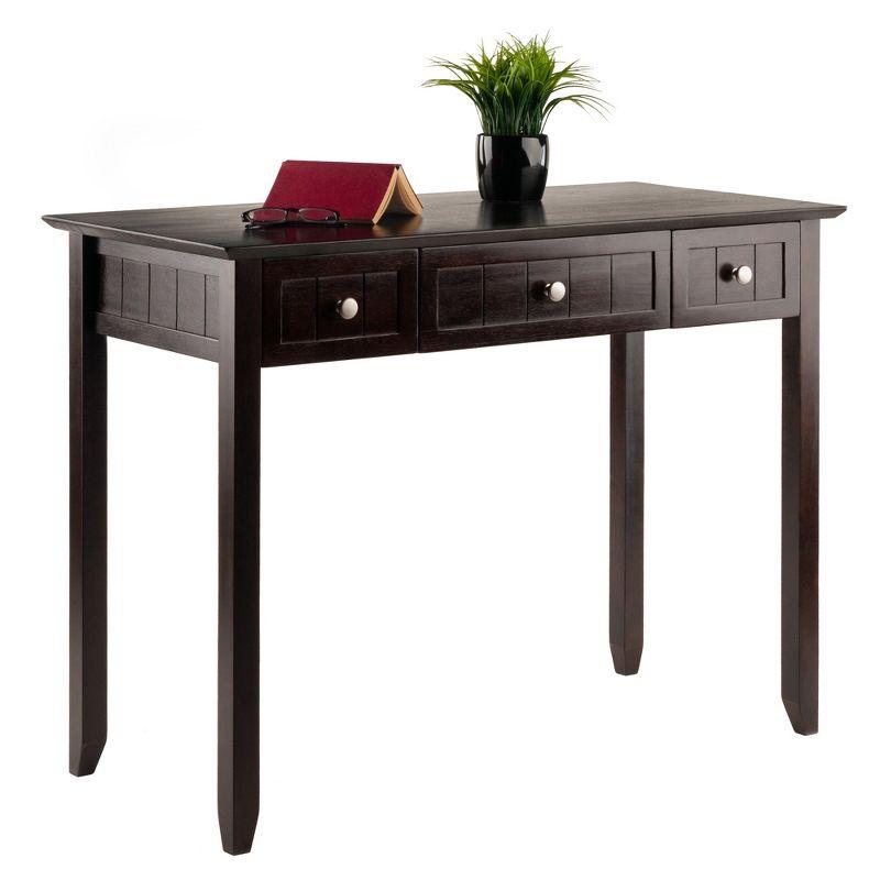 Transitional Coffee Brown Wood Home Office Desk with 3 Drawers