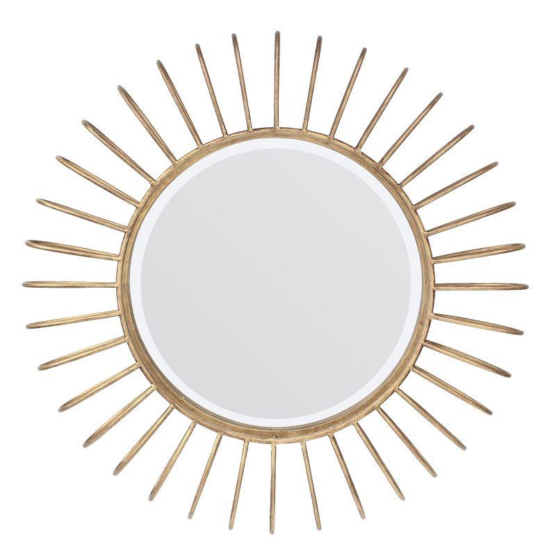 24" Metal Sunburst Round Hanging Wall Mirror Gold - Stonebriar Collection