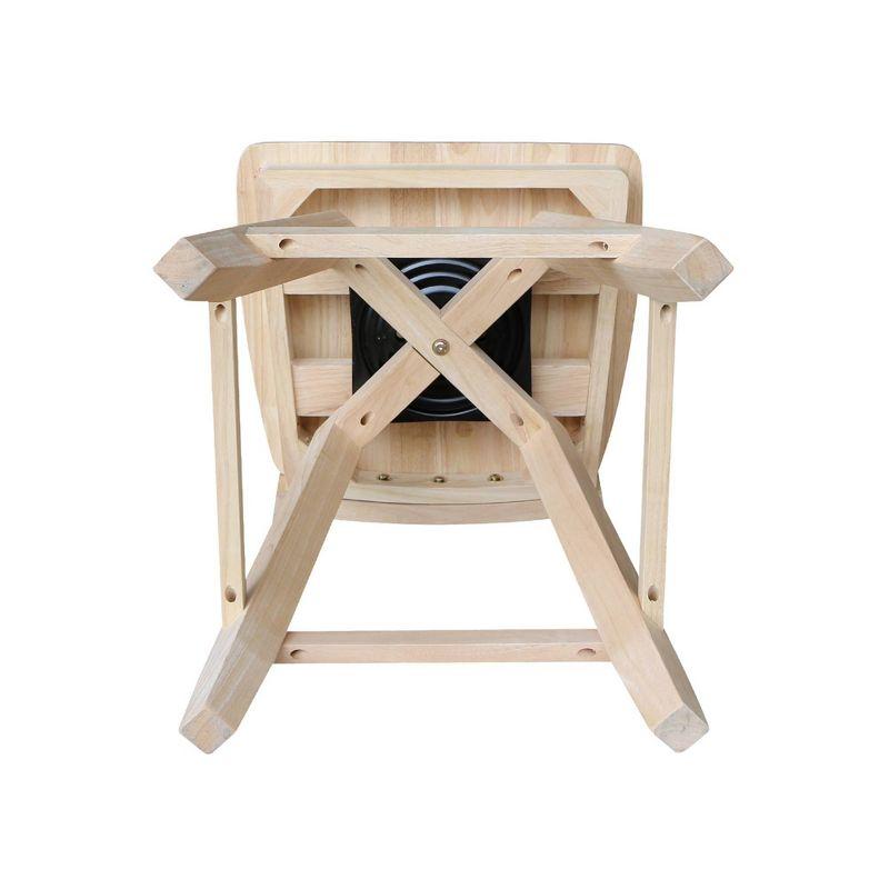 24" Double X Back Counter Height Barstool with Swivel and Auto Return Unfinished - International Concepts: Hardwood Frame