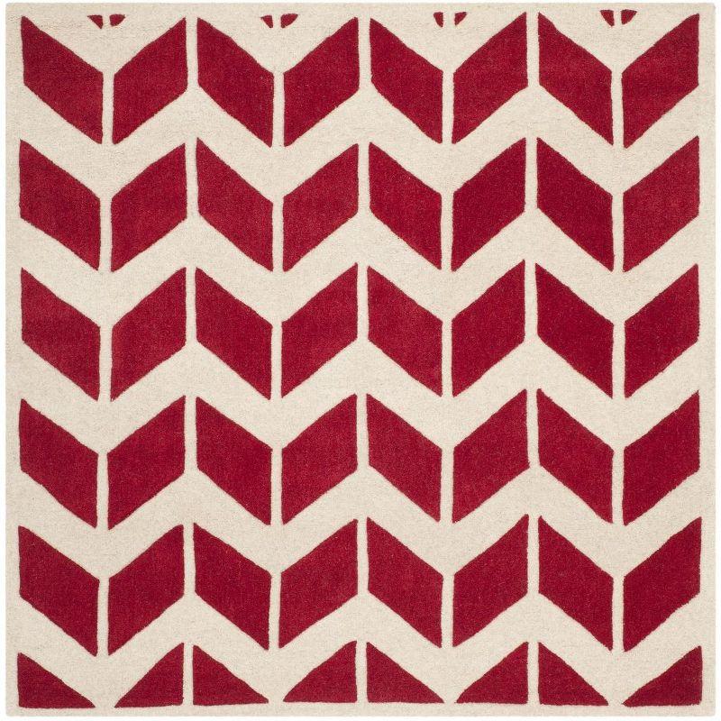 Chatham CHT746 Hand Tufted Area Rug Red / Ivory 5' X 5'  - Safavieh.