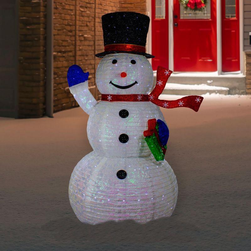 71" LED Lighted White Iridescent Twinkling Snowman Outdoor Christmas Decoration