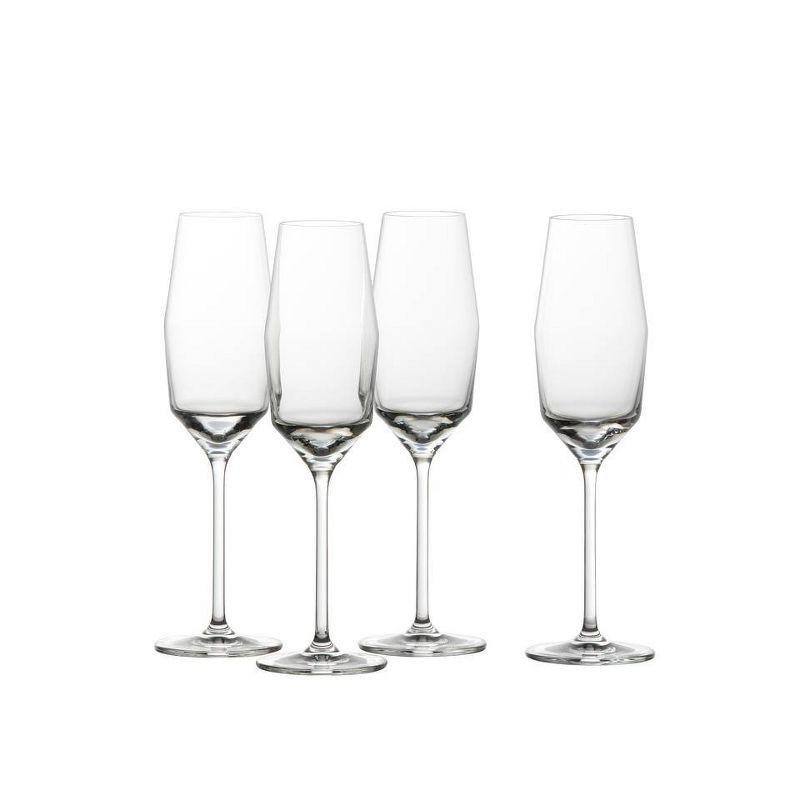 Zwiesel Glas Tritan Crystal Glass Gigi Collection, 10 Ounce, Set Of 4, Sparking Wine Flute With Effervescence Points