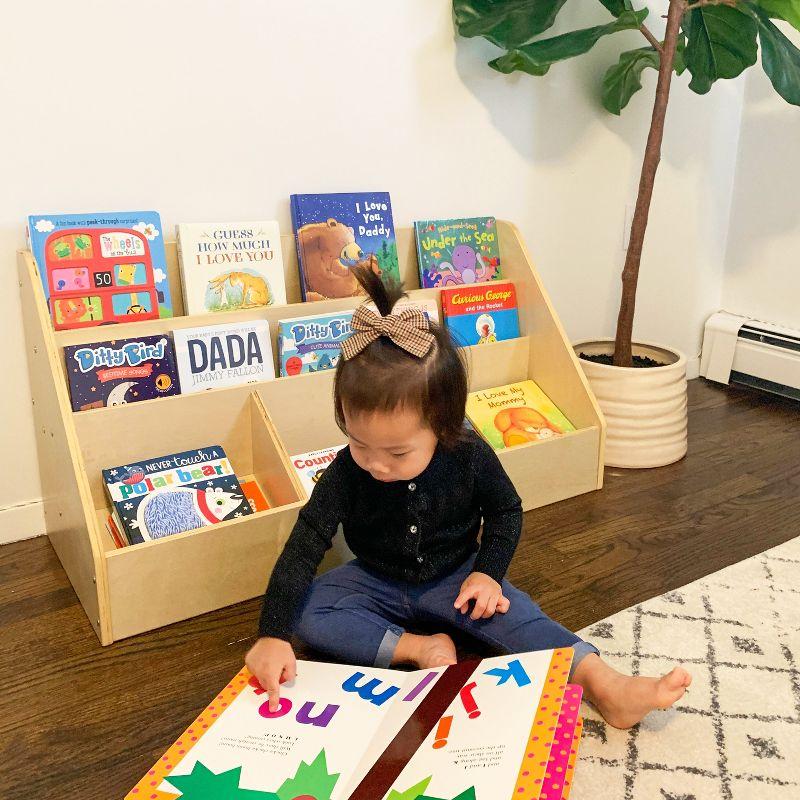 Natural Birch 5-Compartment Kids Book Display Shelf