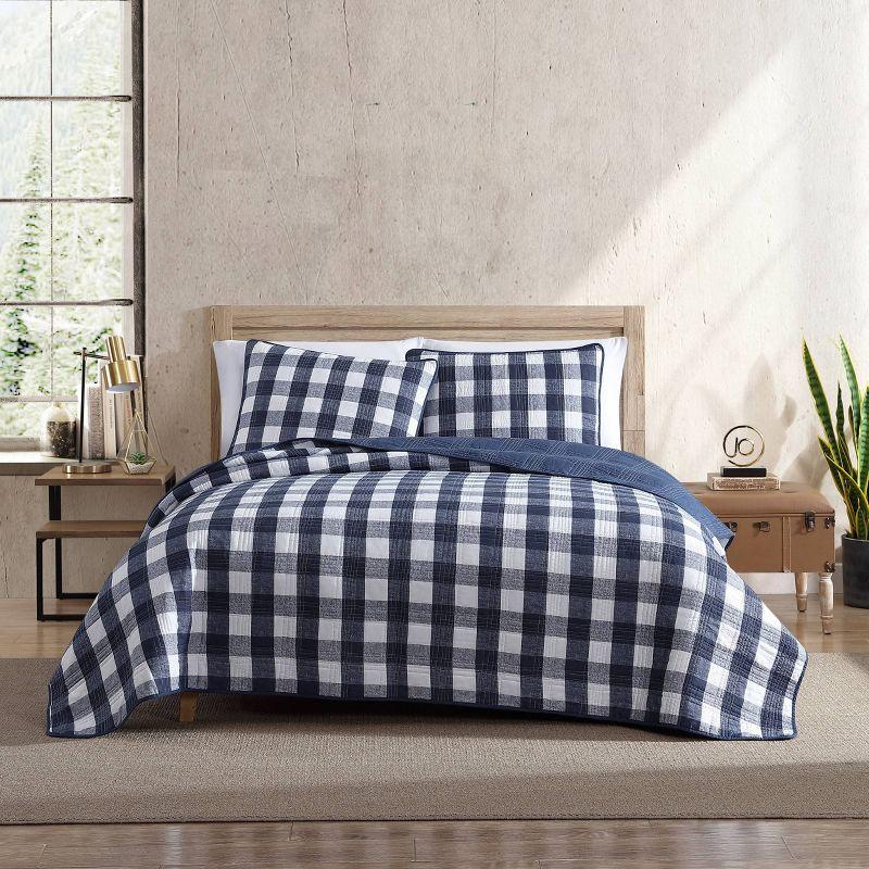 Lake House Plaid Reversible Quilt Set Blue - Eddie Bauer