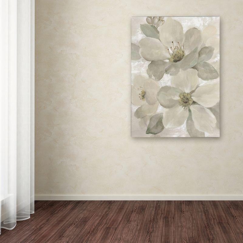 Silvia Vassileva 'White on White Floral I Crop Neutral' Canvas Art