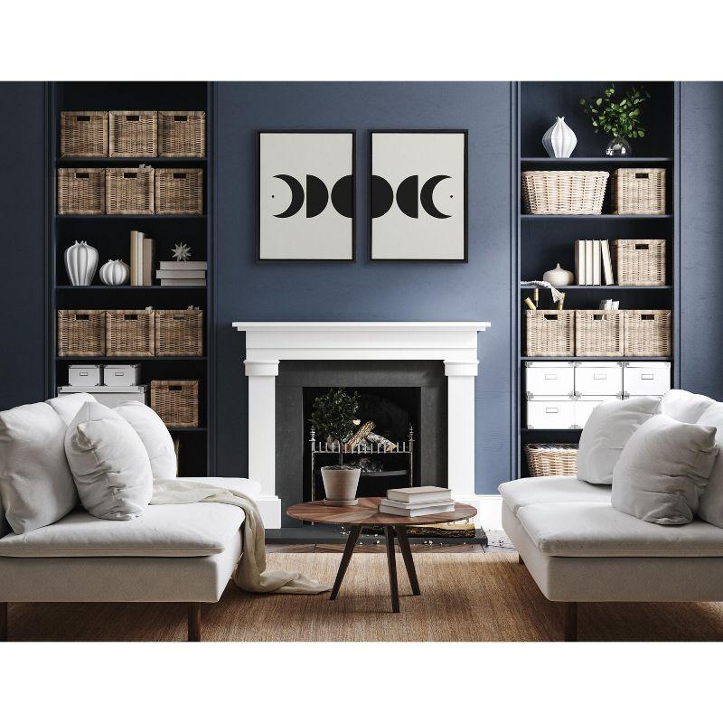 Kate and Laurel Sylvie Modern Geometric Moon Phases Framed Canvas Set by The Creative Bunch Studio, 2 Piece 18x24, Black