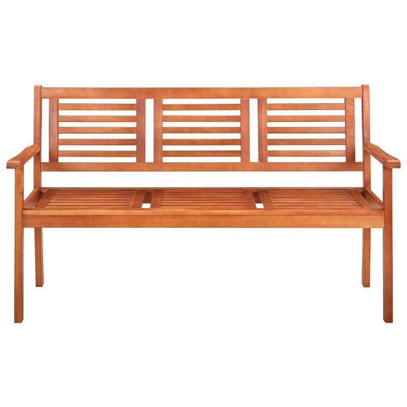 vidaXL 3-Seater Patio Bench 59.1 in. Solid Wood Eucalyptus