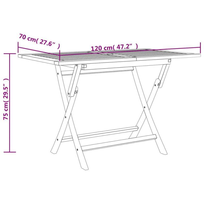 Gray Teak Wood Folding Patio Dining Table with Parasol Hole