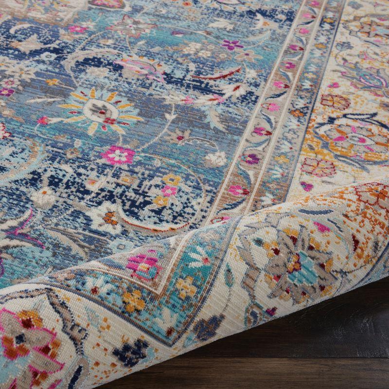 Elegant Vintage Kashan 8' x 10' Blue Synthetic Area Rug