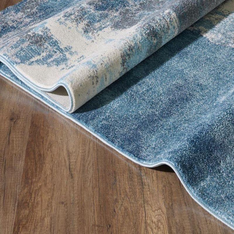 Modern Abstract Blue 2x3 Synthetic Area Rug