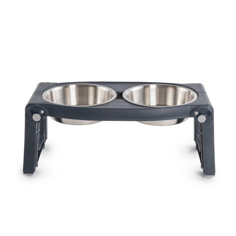 Dexas Adjustable Height Black Stainless Steel Double Pet Feeder