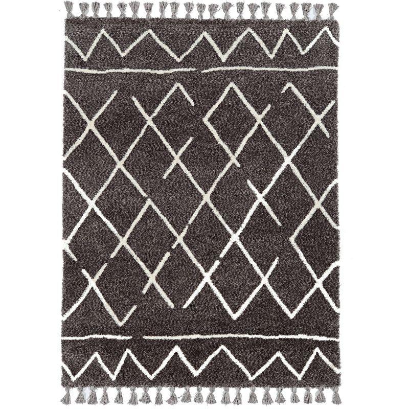 5'x7' Marrakech Zip Rug Gray/Ivory - Linon: Contemporary Tufted Accent, Medium Pile, Indoor Rectangle Rug