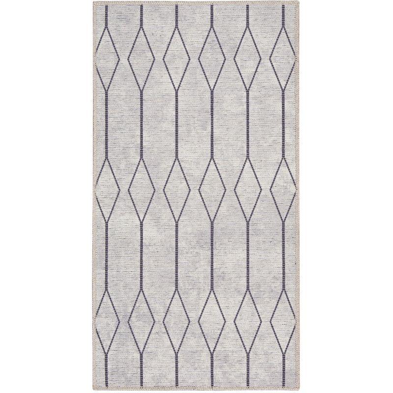 Pymble Geometric Machine Washable Area Rug in Ivory/Grey