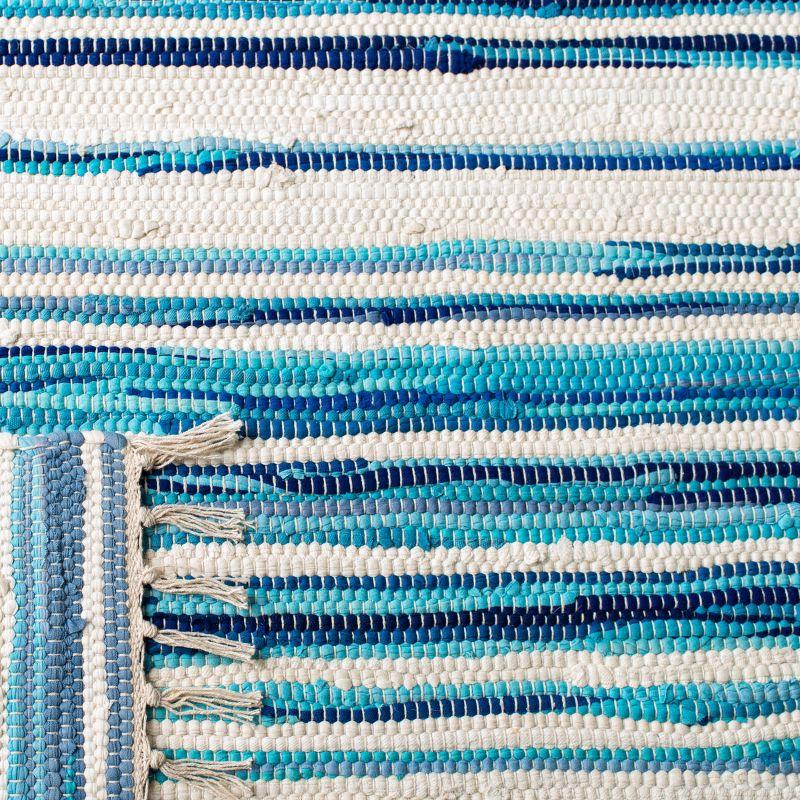Rag Rug RAR126 Hand Woven Indoor Area Rug - 5'x8' - Ivory/Blue - Safavieh