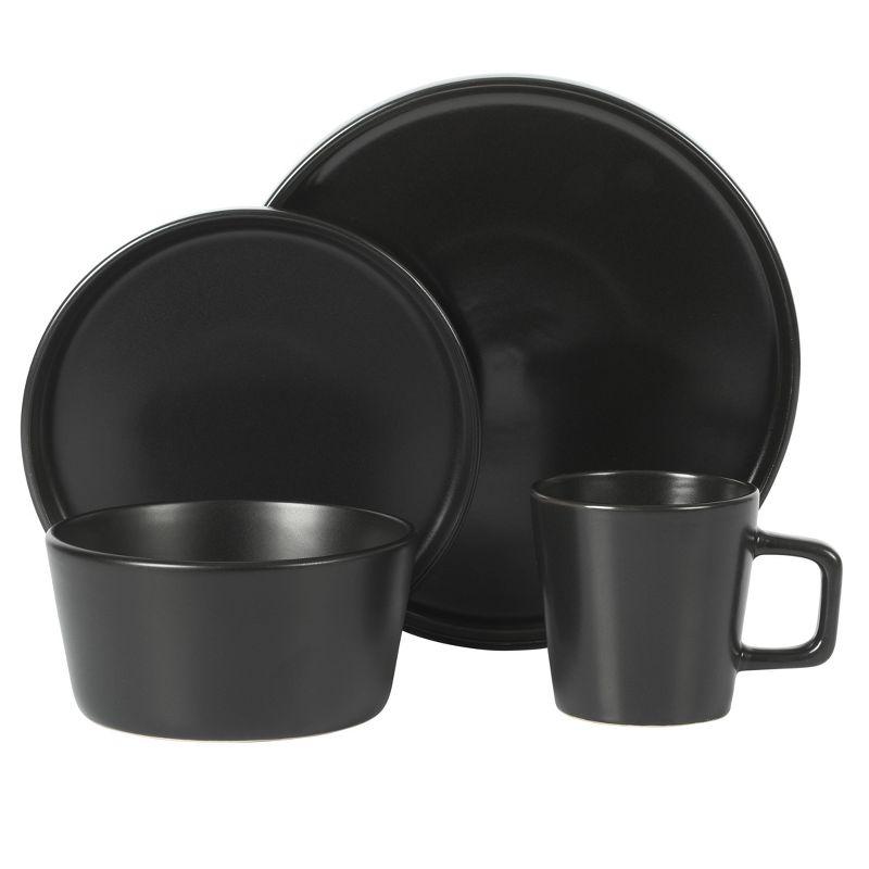 Matte Black Ceramic Stoneware Dinnerware Set - Service for 8