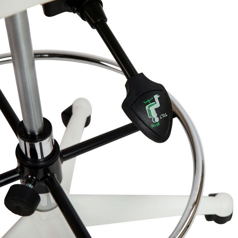 Emma and Oliver Gray Mid-Back Mesh Drafting Chair with White Frame and Flip-Up Arms