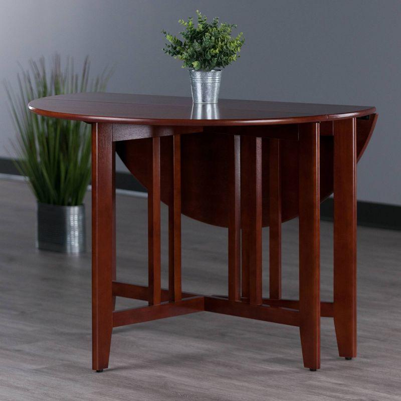 42" Alamo Round Double Drop Leaf Dining Table Wood/Walnut - Winsome: Hardwood Frame, Seats 4, Criss Cross Base