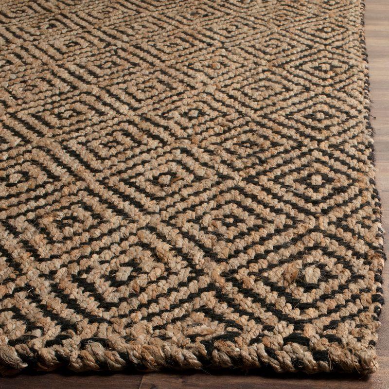 Handmade Black and Natural Jute Geometric Runner Rug