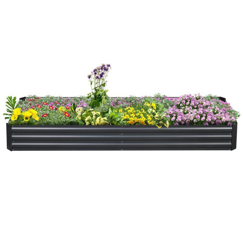 Outsunny 95" x 36" x 12" Galvanized Raised Garden Bed, Metal Elevated Planter Box, Easy DIY and Cleaning for Growing Flowers, Herbs, Succulents