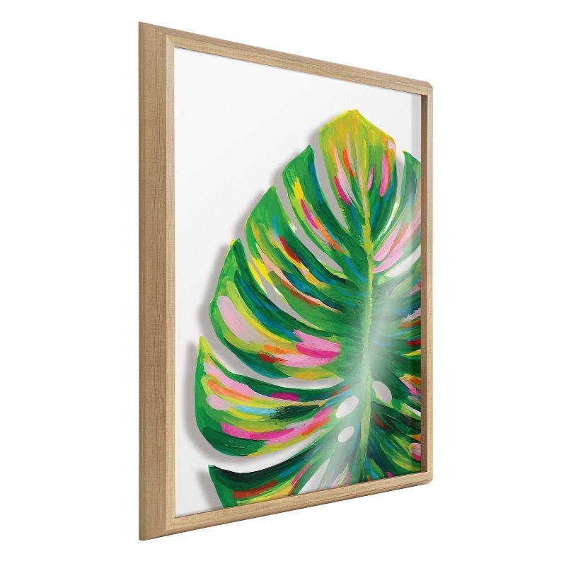 Colorful Monstera Botanical Art with Natural Frame, 24x32