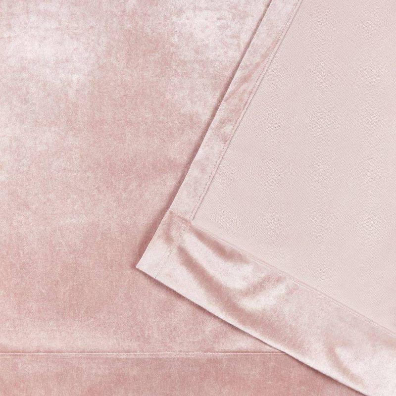 Blush Velvet Pleated Light-Filtering Window Curtain Panel