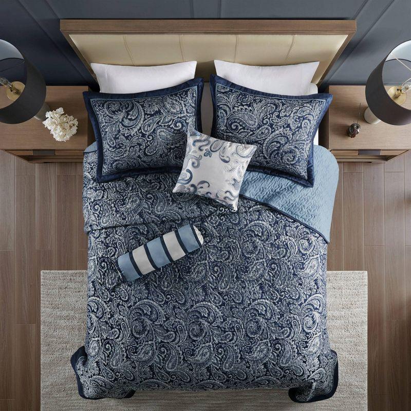 Madison Park Aubrey 5 Piece Jacquard Bedspread Set with Throw Pillows