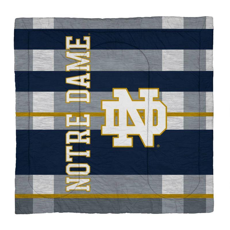 NCAA Notre Dame Fighting Irish Heathered Stripe Queen Bedding Set in a Bag - 3pc