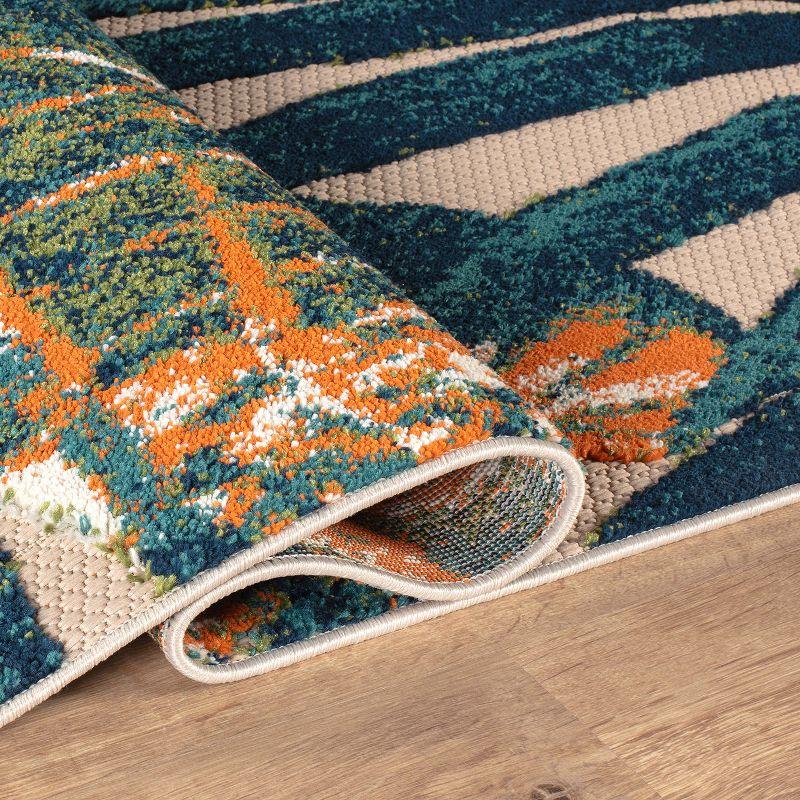 World Rug Gallery Floral Leaves Indoor/Outdoor Area Rug - Multi 5' x 7'