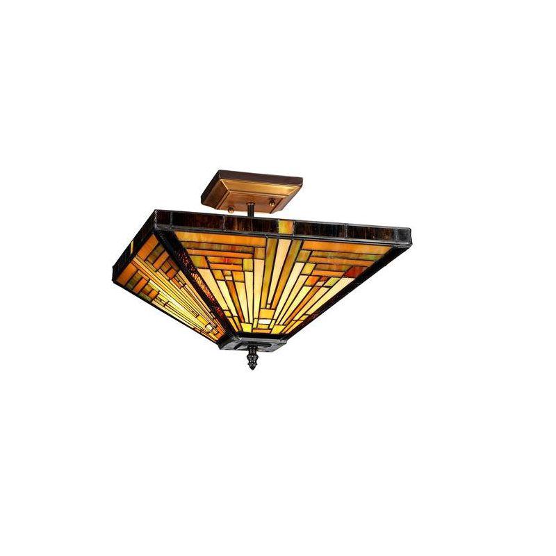 Chloe Lighting Innes Tiffany-Style 2 Light Mission Semi-Flush Ceiling Fixture 14" Shade