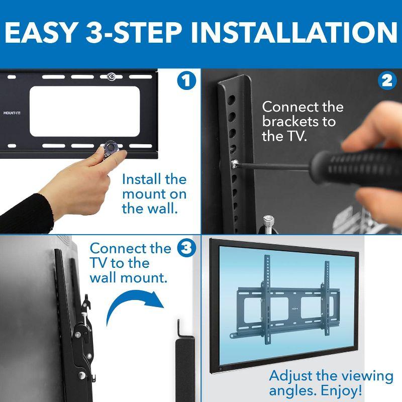 Mount-It Weatherproof TV Wall Mount | Lockable & Tilting 2.1 Low Profile Fits 37 - 80 In. Tvs