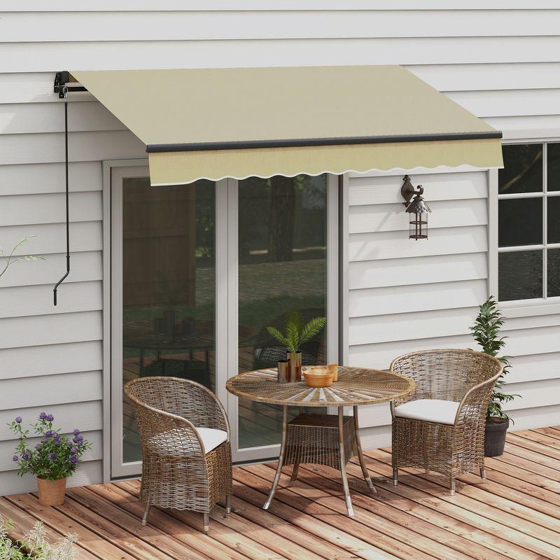 Outsunny 98.5'' W x 78.75'' D Polyester Cover Retractable Patio Awning