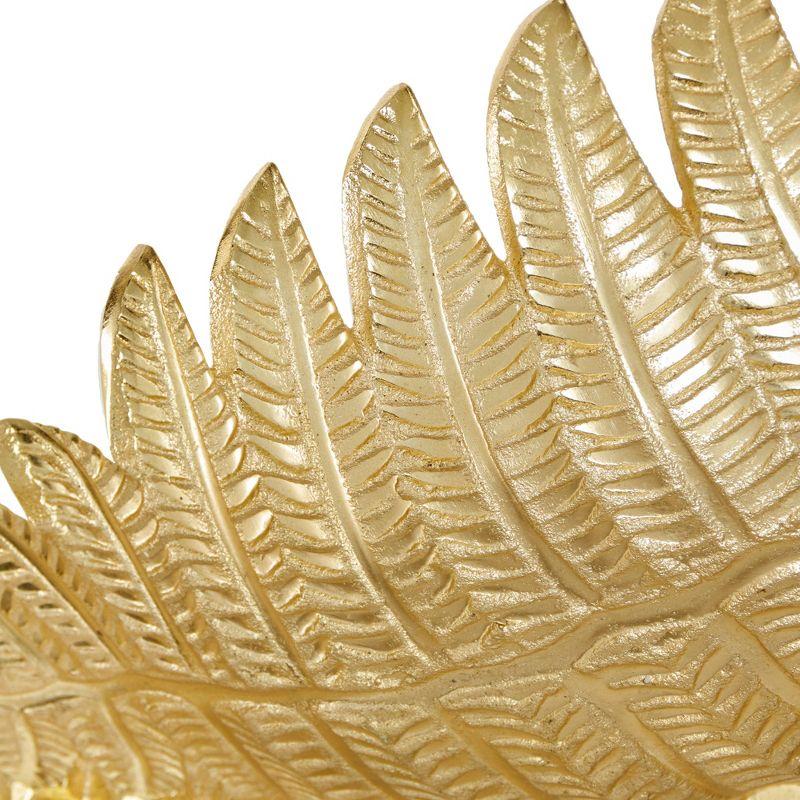 Set of 2 Contemporary Leaf Trays Gold - Olivia & May: Aluminum, Not Food Safe, Indoor Use