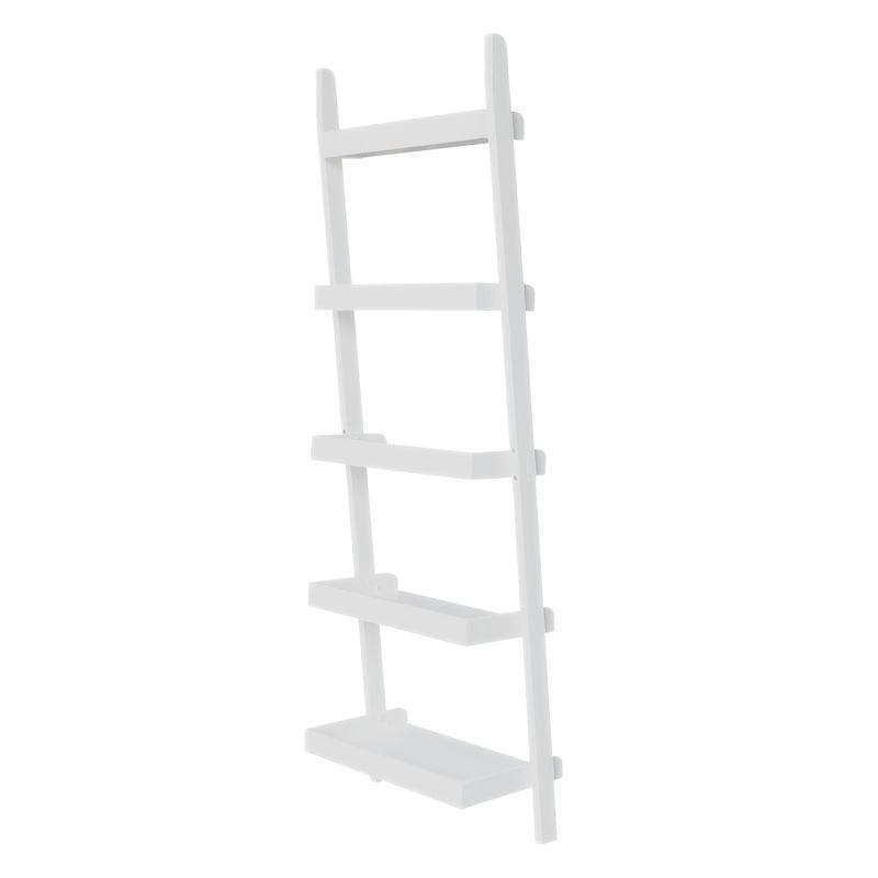 75.5" 5 Tier Solid Wood Leaning Bookshelf White - International Concepts