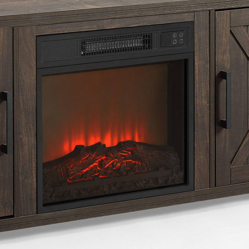 Gordon 58" Dark Walnut TV Stand with Fireplace