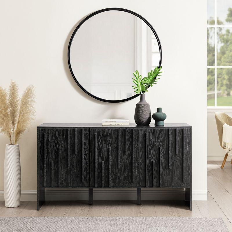 Modern Staggered Vertical Accent 3 Door Sideboard - Saracina Home