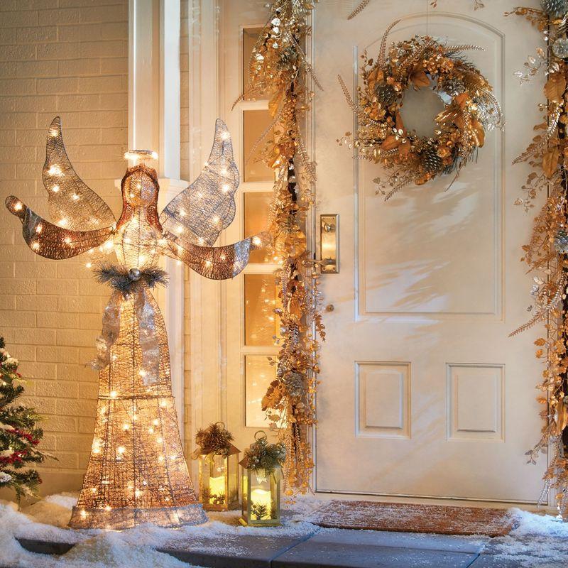 BrylaneHome Pre-Lit Gold & Silver Wreath - Gold Silver Lights