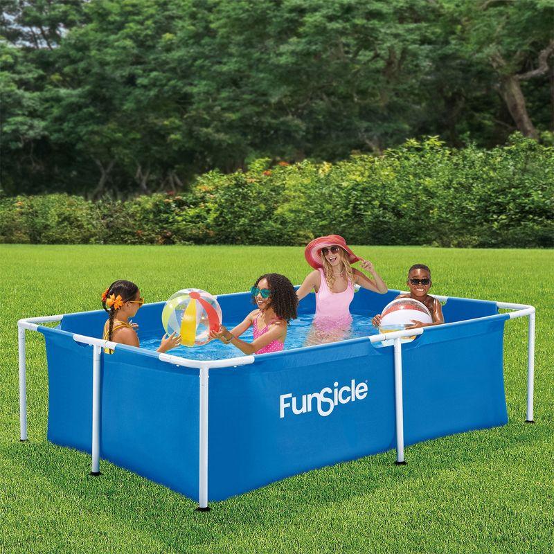 Funsicle 7 Foot 4 Person Capacity Durable Rectangular Above Ground Activity Lap Pool with SmartConnect Technology for Ages 6 and Up, Blue
