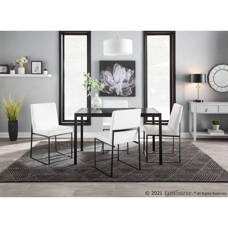 Set of 2 High Back Fuji Dining Chairs Leather/Steel Black/White - LumiSource
