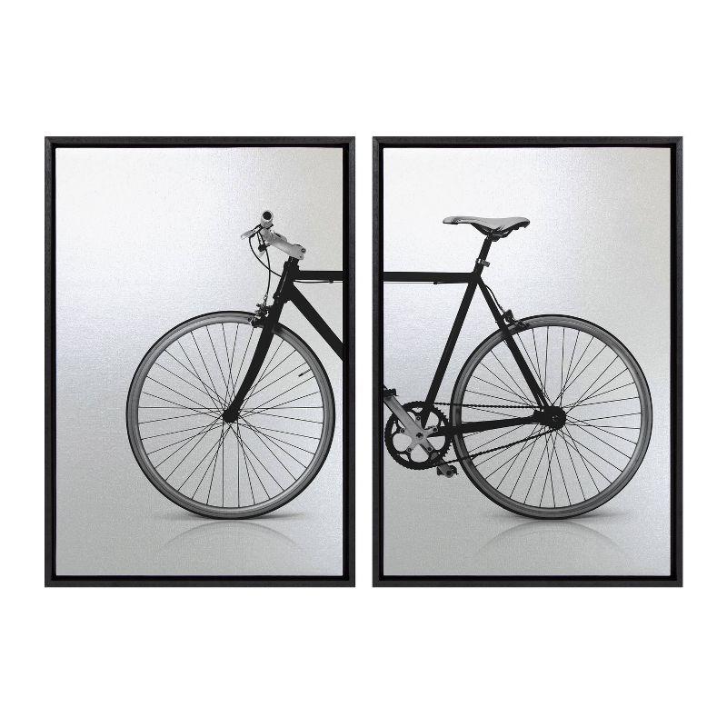 Modern Black and White Bike Framed Canvas Art Set